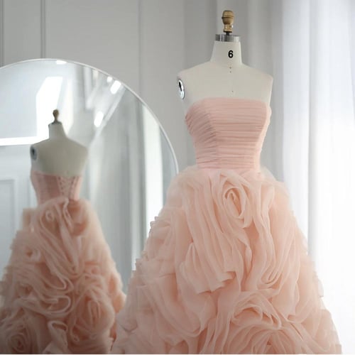 فستان سهرة قصير لحمي من سمارا بوتيك بورود ثلاثية-S...