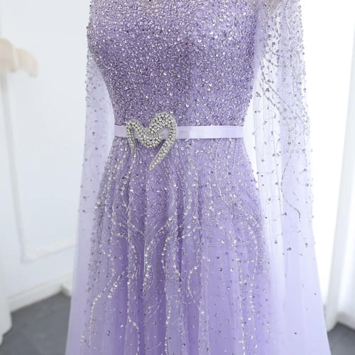 فستان أعراس سهرة بنفسج بأكمام طويلة من سمارا بوتيك...