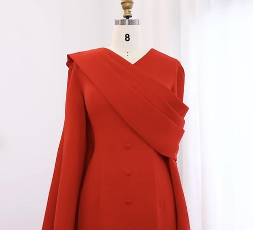 فستان احمر ناعم ورسمي من سمارا بوتيك-S86