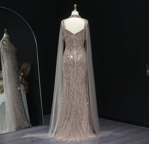 فستان سهرة راقي مع الكيب من سمارا بوتيك-E80