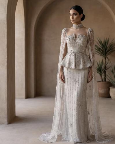 Evening dress with embroidery and a crocheted bodice from Samara Boutique - E128