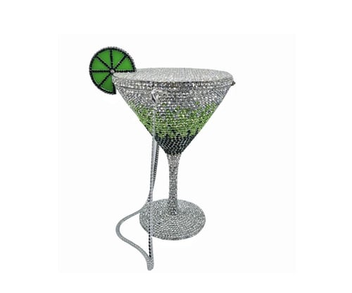 حقيبة كلاتش سهرة مرصعة بالألماس بتصميم كأس كوكتيل...