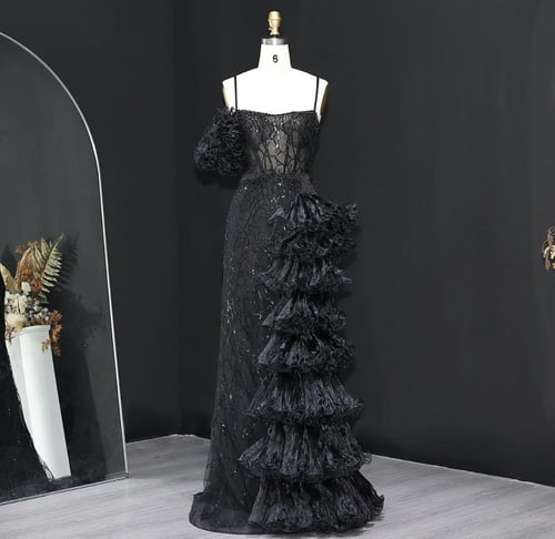 فستان سهرة فاخر مع طبقات جانبية من سمارا بوتيك-E85