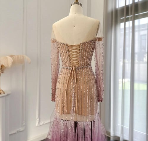 فستان سهرة مع أكمام طويلة فاخرة من سمارا بوتيك-E58