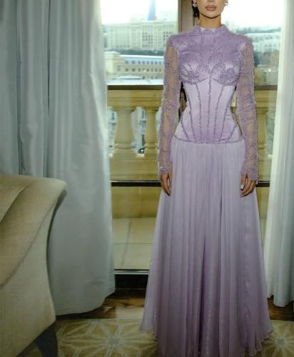 Modest long-sleeved evening dress from Samara Boutique - E141