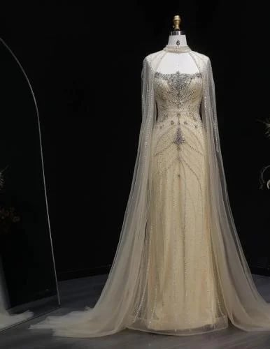 Samara Boutique hand-embroidered wedding dress with tulle sleeves - A139