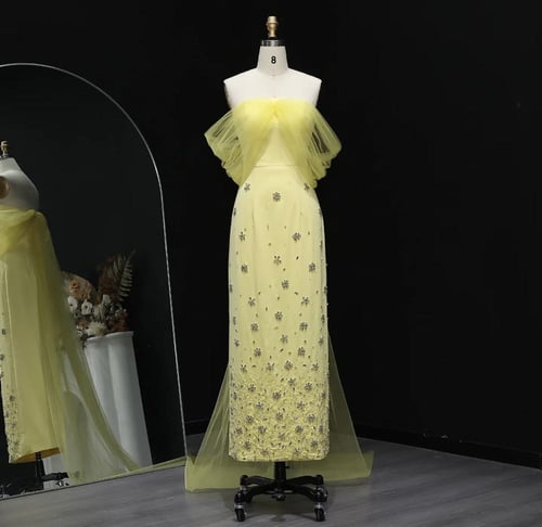 فستان خطوبة راقي ليموني من سمارا بوتيك-P82