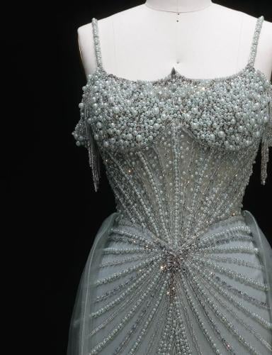 Samara Boutique Pearl Embroidery Wedding Dress with Corset Bust - A141