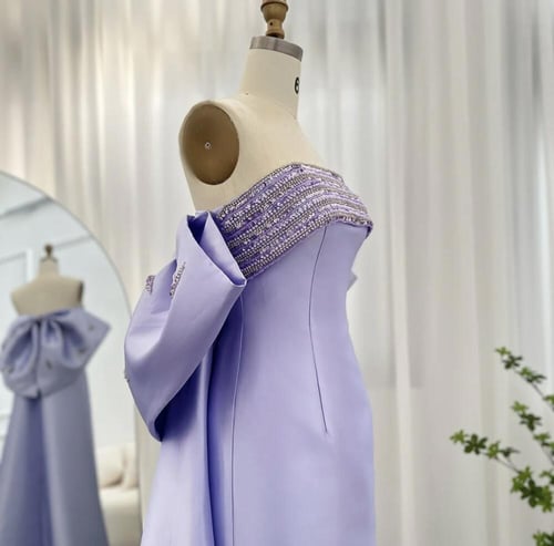 فستان سهرة ناعم ساتان من سمارا بوتيك-ارجواني-S28