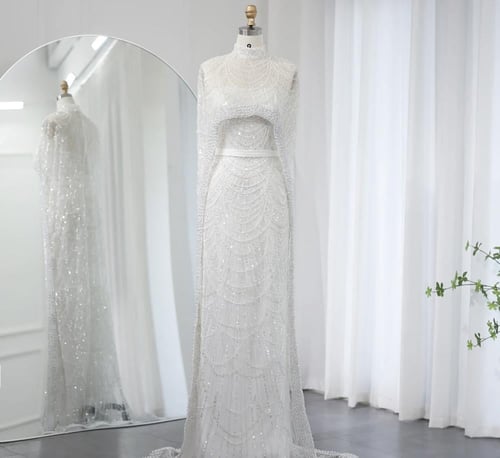 فستان توب سهرة أعراس فاخر تطريز يدوي لؤلؤ من سمارا...