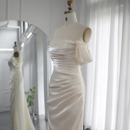 فستان سهرة ناعم بيج وصيفة العروس من سمارا بوتيك-S2...