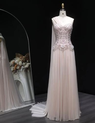 Soft side-shoulder evening dress from Samara Boutique - S161