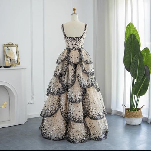 فستان سهرة ترتر متدرج وكشكشة انيقة من سمارا بوتيك-...