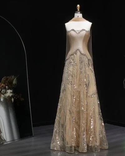 Soft evening dress with a corset bodice and hand embroidery from Samara Boutique - S168