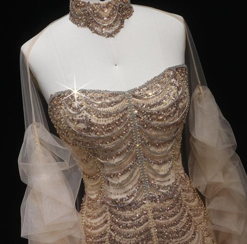 فستان أعراس فاخر مع أكمام من سمارا بوتيك-A91