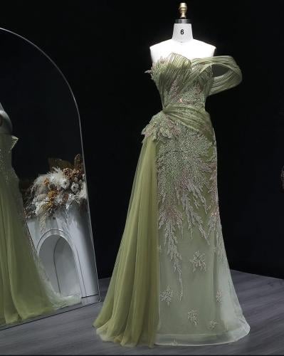 Samara Boutique - E136 Hand-embroidered dress with side bodice layers