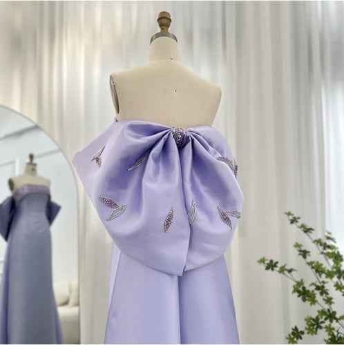 فستان سهرة ناعم ساتان من سمارا بوتيك-ارجواني-S28