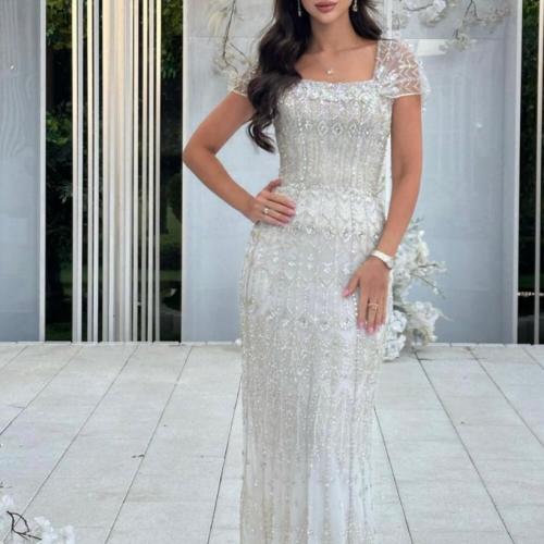 فستان سهرة مميز بتطريز يدوي فاخر من سمارا بوتيك-E6...