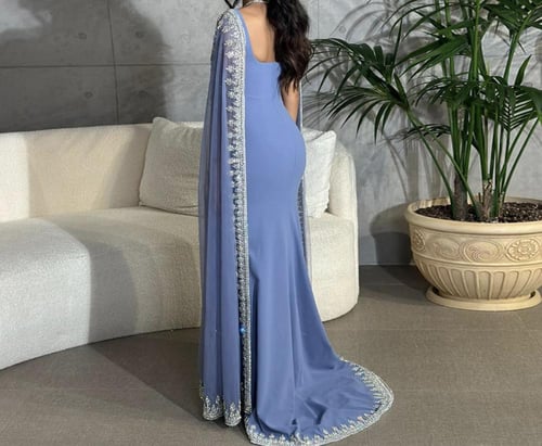 فستان سهرة ناعم بأكمام طويلة من سمارا بوتيك-S57