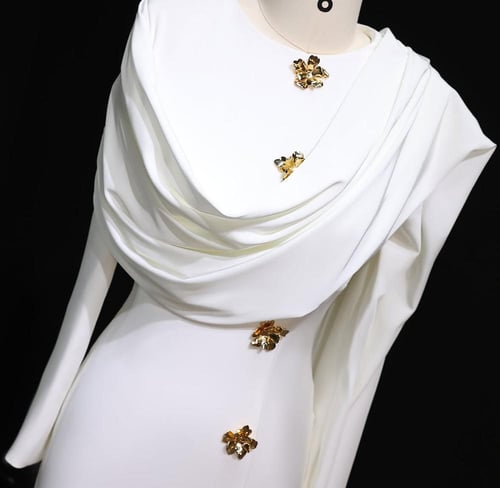 فستان ناعم رسمي ابيضّ من سمارا بوتيك-S105