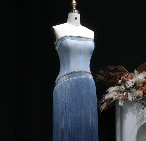 فستان سهرة راقي بحورية البحر الأزرق من سمارا بوتيك