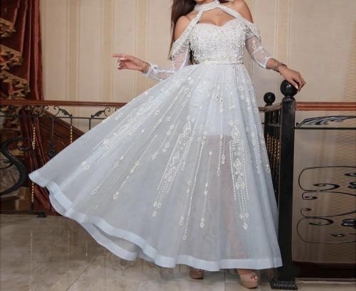 فستان سهرة فاخر باللون الأزرق الفاتح -E34