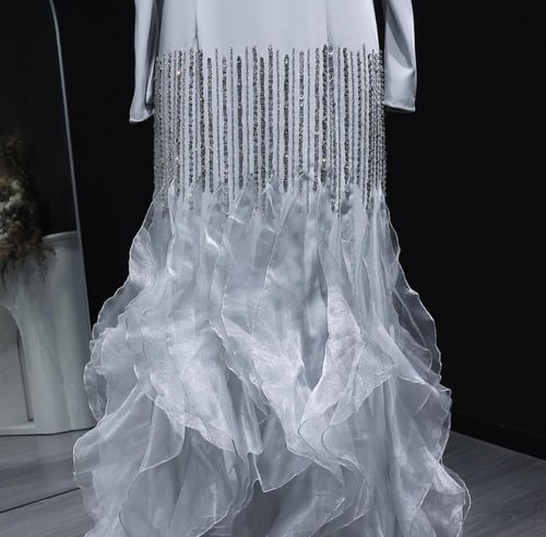 فستان سهرة ناعمة مع كشكشة مثيرة من سمارا بوتيك-S14...