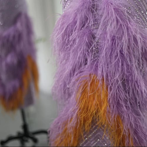 فستان سهرة فاخر من سمارا بوتيك-فستان ريش ميدي-SH2