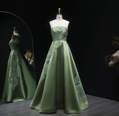 Soft olive evening dress from Samara Boutique - P99