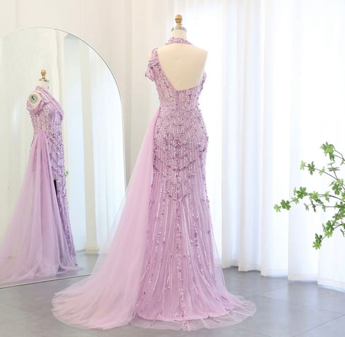 فستان سهرة فاخر من سمارا بوتيك-أرجواني التطريز مع...