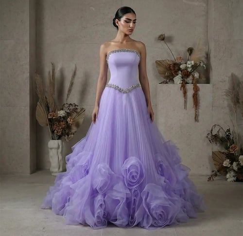 Elegant pleated engagement dress from Samara Boutique - P103