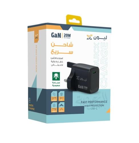 شاحن جداري ليون اكس LionX 20 واط منفذ PD بتقنية Ga...