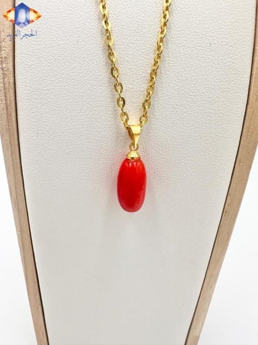 تعليقه حجر المرجان الأحمر البرتقالي الطبيعي الخام...