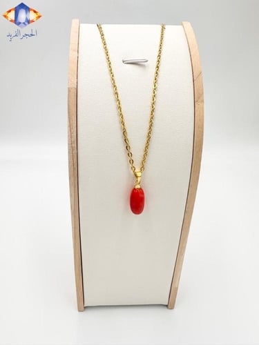 تعليقه حجر المرجان الأحمر البرتقالي الطبيعي الخام...