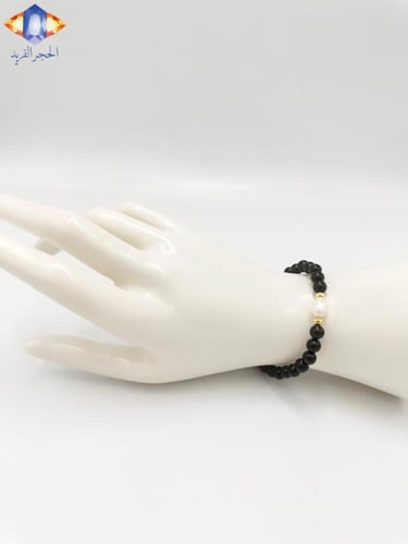 سوار حجرالأونكس (العقيق الأسود ) الكريم الطبيعي .