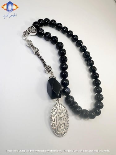 سبحة ألأونكس الأسود الكريم الطبيعي