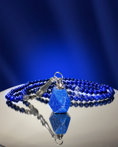 عقد و سبحة حجر اللازوردالطبيعي الكريم مع توله حجر...