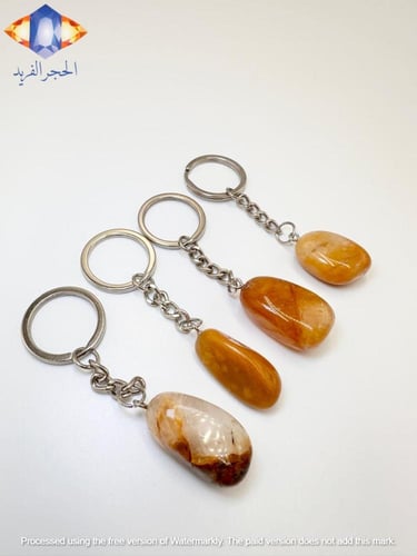 سلسله مفاتيح من حجرالكوارتز الذهبي الطبيعي الفاخر...