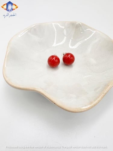 حلق من حجر المرجان ( الكورال) ألأحمر الطبيعي الكري...