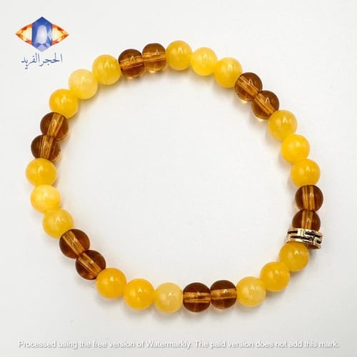 سوار حجر الكهرمان الأصفر مع حجر الكهرمان العسلي ال...