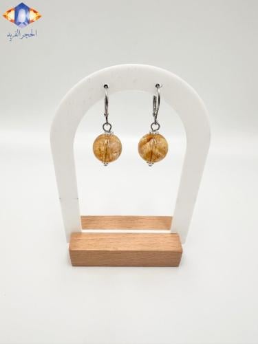 حلق من الفضه و حجر السيترين الطبيعي .