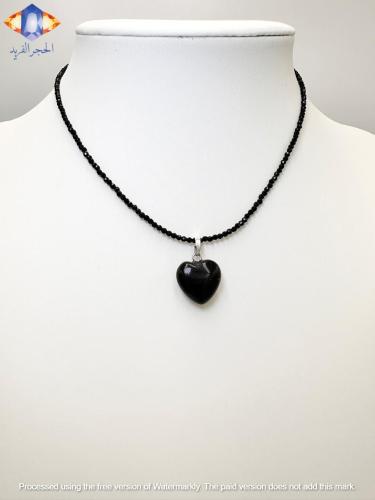 سلسال حجر اوبسيديان الكريم الطبيعي مع تعليقه قلب ح...