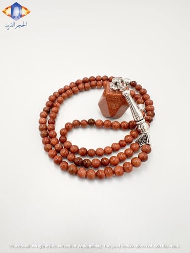 عقد و سبحة حجرالرمل الذهبي لطبيعي الكريم مع توله ح...