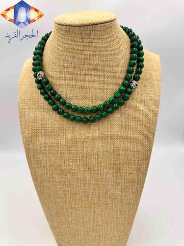 السبحه الذكيه من حجر الملاكايت الأخضر المصنع .