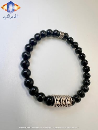 سوار حجر الأونكس الأسود الكريم الطبيعي الفاخر