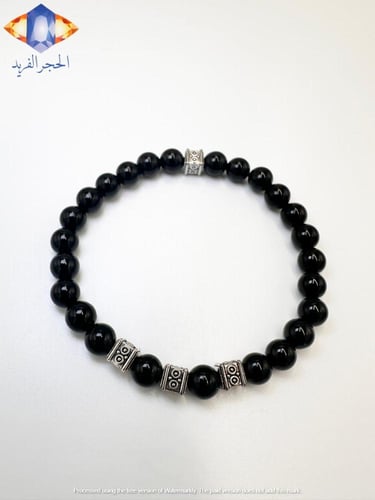 سوار حجر الأونكس الأسود الكريم الطبيعي الفاخر