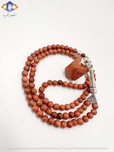 عقد و سبحة حجرالرمل الذهبي لطبيعي الكريم مع توله ح...