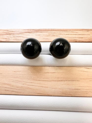 حلق من حجر الأونكس الأسود الكريم الطبيعي