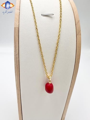 تعليقه حجر المرجان الأحمر الدافئ الطبيعي الخام مع...