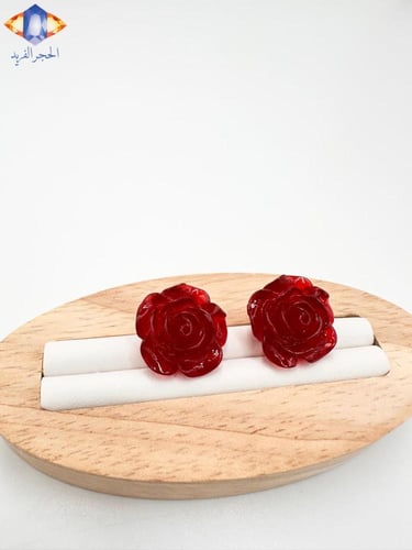 حلق من حجر المرجان ( الكورال) ألأحمر الطبيعي الكري...